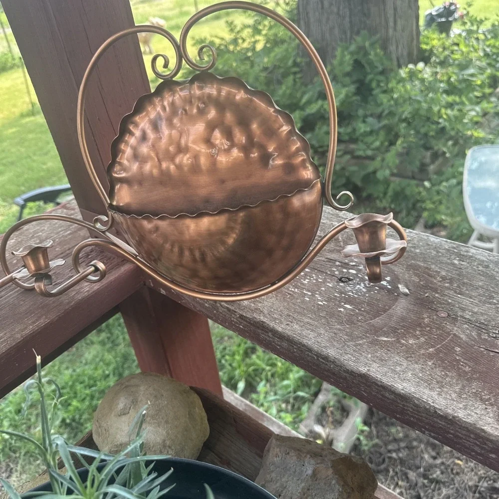 vintage Gregorian solid copper Wall Pocket And Taper Candle Holder